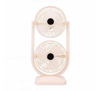 Garsent Ventilatore a Doppia Testa 2 in 1 Ventola di Raffreddamento a Torre Piccola Ricaricabile USB per Ufficio Domestico, 3 velocità del, Ventola da Scrivania Personale Vivavoce con Batteria da