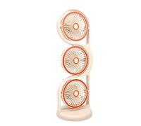 Garsent Ventilatore da Tavolo Ricaricabile Tramite USB, Ventilatore da Tavolo Portatile a 3 Teste con Impostazioni Multiple di velocità, da Lavoro per Studio all'aperto con Luce, Circolazione (Beige)