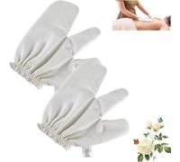 Garshana Guanti da massaggio in seta grezza per massaggio ayurvedico, 100% puri grezzi, guanti riutilizzabili con cinturino elastico da polso, possono essere utilizzati su tutto il corpo, effetto