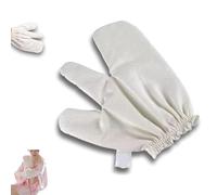 Garshana Guanti da massaggio in seta grezza per massaggio ayurvedico, esfolianti da bagno, per spazzolatura a secco, con polsini elastici (1 pezzo)