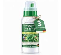 Garten Lux Fertilizzante Liquido Concentrato NPK 10-10-10 con Estratto di Kelp e Ferro Chelato - Concime Universale per Piante da Interno, Balcone, Giardino e Orto - 500 ml fino a 125 L