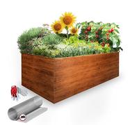 GARTENDEK ® Orto Rialzato Premium in Metallo 170x85x63 cm - Elegante Effetto Legno, Struttura Robusta in Acciaio Rivestito, Rete Anti-Talpa, Aiuola di Design per Piante e Ortaggi
