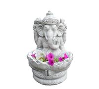 gartendekoparadies.de Figura della Divina Ganesha con Scocca (Grigio), Pietra Figura H 34 cm, 11 kg, Grigio, Resistente al gelo in Gres per Esterni