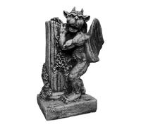 gartendekoparadies.de Gargoyle con colonna, statuetta in pietra, altezza 45 cm, 18 kg, grigio, resistente al gelo in pietra per esterni