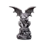 gartendekoparadies.de Gargoyle - Statua da giardino con ali su teschio, altezza 40 cm, 8 kg, colore: grigio, in pietra, resistente al gelo per esterni