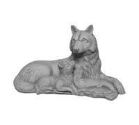 gartendekoparadies.de Lupina con cucciolo piccolo, statuetta in pietra H. 23 cm, 9 kg, grigio resistente al gelo in pietra per esterni