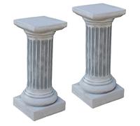 gartendekoparadies.de Offerta speciale: due colonne rotonde, base in pietra, altezza 54 cm, superficie di appoggio 23 x 23 cm, 60 kg, grigio, resistente al gelo in pietra per esterni