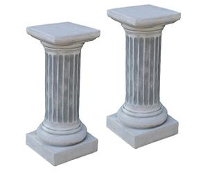 gartendekoparadies.de Offerta speciale: due colonne rotonde, base in pietra, altezza 54 cm, superficie di appoggio 23 x 23 cm, 60 kg, grigio, resistente al gelo in pietra per esterni