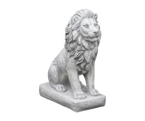 gartendekoparadies.de Piccolo leone dritto, statuetta in pietra, altezza 34 cm, 10 kg, grigio, resistente al gelo in pietra grezzo per esterni (dritto)
