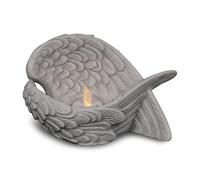 gartendekoparadies.de Portacandele a forma di ali d'angelo, in pietra, grigio, resistente alle intemperie e al gelo, decorazione da tavolo e scavo, 18 x 11 x 12 cm