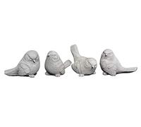 gartendekoparadies.de Set di 4 figure in pietra massiccia composta da 4 uccelli con cinciarella realizzati in fusione di pietra resistente al gelo