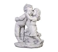 gartendekoparadies.de Statua da giardino per bambini e bambine, statuetta in pietra H. 49 cm, 20 kg, grigia, resistente al gelo, per esterni
