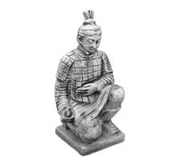 gartendekoparadies.de Statua guerriero cinese in terracotta arciere, statuetta in pietra, altezza 78 cm, 60 kg, grigio, antigelo in pietra per esterni