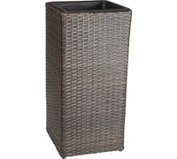Gartenfreude Secchio per pianta da Giardino in polyrattan, incl. Elemento in plastica per Interno ed Esterno, Marrone Bicolore, 28 x 28 x 60 cm