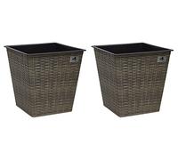 Gartenfreude Set di 2 vasi cubici in rattan impermeabile, in plastica, diversi motivi