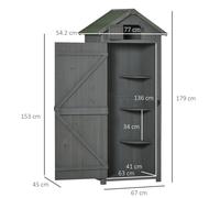 Gartenschrank in Holz Grau & GrÃ¼n 77x542x179 cm - Asphaltdach FachbÃ¶den fÃ¼r Garten und GerÃ¤te robustes GartengerÃ¤tehaus