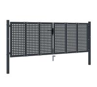 Gartentor Anthrazit 300x100 cm Stahl | Con Serratura e Maniglia, Maglia Saldata, per Giardino, Cortile o Terrazza