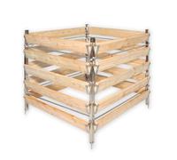 Gartenwelt Riegelsberger Elegante compostiera in legno di larice con pali in acciaio inox, compostiera da giardino singola ca. 120 x 120 cm, altezza 80 cm, stabile e durevole