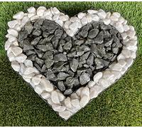 Gartenwelt Riegelsberger Griglia a forma di cuore con piccole pietre Carrara e basalto per decorazione funeraria di tutti i santi