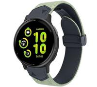 GARTOO Cinturino per orologio Garmin Vivoactive 5, Garmin Venu/Sq/Sq 2/Forerunner 245/645, cinturino musicale, in morbida tela denim con vera pelle resistente al sudore, per uomo e donna