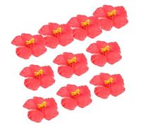 GARVALON 10 Pezzi Fiori di Ibisco Artificiali Rossi in EVA Decorazioni Tropicali Hawaiane per Feste Luau Decorazioni da Tavolo e Fai da Te per Eventi Estivi e Casa
