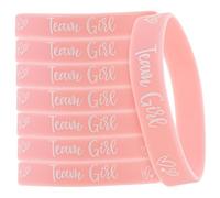 GARVALON 12 Pezzi Braccialetti Silicone per Gender Reveal Party, Fasce Rosa Comode per Shower, Accessori Resistenti per Festa a Tema Bambina