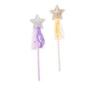 GARVALON 2 Pezzi Bacchette Magiche a Forma di Stella per Bambine Materiale in Pvc e Tessuto, per Feste, Performance e Giochi di Ruolo
