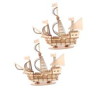 GARVALON 2 set Kit Puzzle in Legno Veliero per Adulti e Modellino Barca Vela da Assemblare Gioco Educativo per Creatività e Coordinazione Decorazione Scrivania e Casa