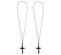 GARVALON 2pezzi Collana Ciondolo Croce in Legno da Uomo Collana Religiosa Crocifisso per Preghiera Fede e Chiesa per Uomo e Donna Regalo Significativo