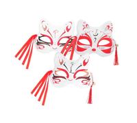 GARVALON 3 Pezzi Del Partito Disegnato A Mano Maschera Gatto Stile Giapponese Maschera Per Gatti Mezza Per Gatti Prop Festa Di Halloween Mezzo Animale Vestire Per Gatti