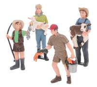 GARVALON 4 Pezzi Personaggi Contadino in Miniatura, Figurine di Simulazione Fattoria per Gioco Educativo e Decorazioni Casa, Set Statuine Contadini Realistiche per Narrazioni e Esposizioni