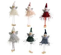 GARVALON 6 Pezzi Ciondoli Angelo Natalizi in Stoffa Design Peluche Decorazioni Appese per Albero di Natale e Ornamenti per Casa Soggiorno e Feste di Natale