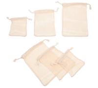 GARVALON 6 Sacchetti in Cotone Naturale Coulisse per Frutta e Verdura, Lavabili e Riutilizzabili, per Organizzare e Conservare Alimenti in Cucina