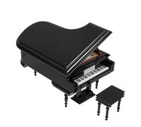 GARVALON Carillon Mini Pianoforte a Forma di Pianoforte a Coda Decorazione Musicale da Tavolo in Nero 20X14X11 CM Carillon retrò Portatile Movimento a Molla per Regalo di Compleanno e