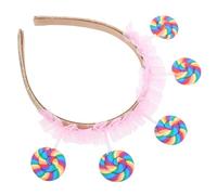 GARVALON Cerchietto per Lecca-Lecca Rosa Fascia Chioma Natalizia Leggera e Morbida Accessorio per Feste di Compleanno e Parco Giochi Copricapo Candyland Resistente e Confortevole