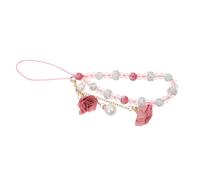 GARVALON Ciondolo Braccialetto per Cellulare con Perline di Cristallo Fiore Cordino Corto Antismarrimento Decorazione Leggera e Resistente per Telefono Portachiavi e Accessori Quotidiani