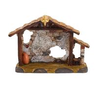 GARVALON Decorazione Religiosa Natalizia in Resina Piccola Scena Presepe Sacra con Statua per Interni Addobbo Desktop Elegante in Confezione Regalo