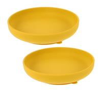 GARVALON Piatti Ventosa Antiscivolo in Silicone 2pezzi Piatto Rotondo Base Adesiva per Anziani e Disabili, Piatti Anti-rovesciamento per Pasti Autonomi