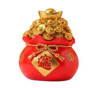 GARVALON Salvadanaio in Resina Rosso a Forma di Borsa della Fortuna Contenitore per Monete Piccolo e Decorazione da Scrivania Risparmio per e Ornamento di Buon Auspicio per la Casa