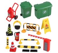 GARVALON Set 15 Pezzi Segnaletica Stradale in Miniatura Barricate e Coni Plastici Leggeri per Giocattolo Educativo per Sicurezza Traffico e Simulazione Ostacoli Stradali