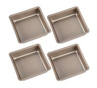 GARVALON Set 4 Pezzi Tortiera Quadrata Antiaderente in Acciaio al Carbonio 11 CM Stampo Piccolo per Cheesecake e Brownie Teglia Monodose per Forno e Friggitrici ad Aria Cottura Uniforme