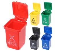 GARVALON Set 5 Pezzi Mini Contenitori per Riciclaggio in Miniatura, Bidoni della Spazzatura per Case delle Bambole, Piccoli Cestini per Rifiuti Portatili per Decorazioni Esterne