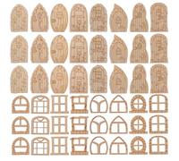 GARVALON Set 64 Pezzi Mini Porta della Casa delle Fate in Legno Non Verniciato Porta Vuota in Miniatura per Decorazioni Fai da Te Accessori per Casa delle Fate e Giochi Creativi