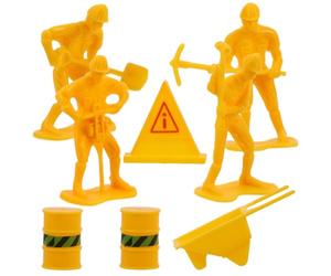 GARVALON Set 8 Mini Figurine di Operai Edili in Plastica per Decorazioni Torte Compleanno, Mini Scene di Costruzione e Ornamenti da Scrivania per Feste