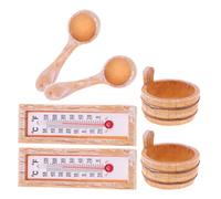 GARVALON Set da 2 Accessori per Sauna in Miniatura Termometro e Secchio in Resina Decorazioni per Casa delle Bambole Utensili per Pediluvio e Scena Spa Realistica