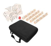 GARVALON Set Domino Triangolare in Legno con Porta Tessere, 56 Pezzi 35X35X8Mm, Gioco da Tavolo Strategico per Famiglie e Viaggi, Gioco Domino per Adulti e