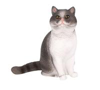 GARVALON Statua di Gatto Realistica in Plastica Bianca Decorazione da Tavolo per Interni Statuetta di Animali per Casa e Auto Ornamento Educativo Figura Statica di Gatto a Pelo Corto