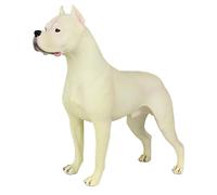 GARVALON Statuetta di Cane Dogo Realistica in Plastica Bianca, Ornamento Decorativo da Tavolo e Casa, Figura di Cane in Piedi per Giardino in Miniatura e Regalo