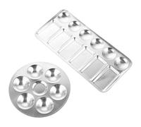 GARVALON Vassoi per Pigmenti in Alluminio 2 Pezzi 18 Scomparti, Palette per Miscelazione Acquerelli e Pittura Artistica, Riutilizzabili e Leggere, per Scuola, Artisti e Fai da Te