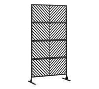 Garvee 1PCS Iron Art Screen Long Strip Black - Heavy Duty Rust-Resistant Metal Privacy Screen Fence, Freestanding Outdoor Decorative Panels for Patio, Deck, Balcony, Stable Base, 4 Panels